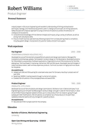 Simple resume template London