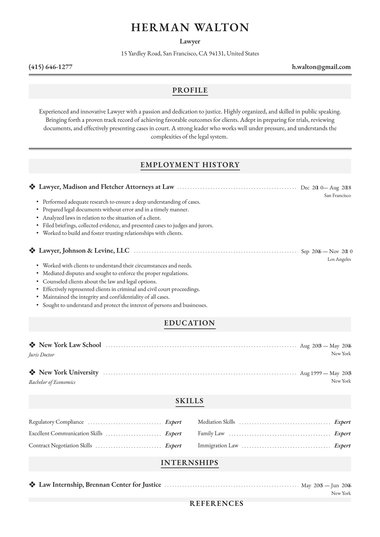 Simple resume template Santiago