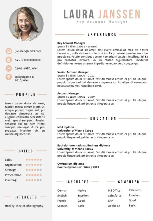 Professional resume template Vienna